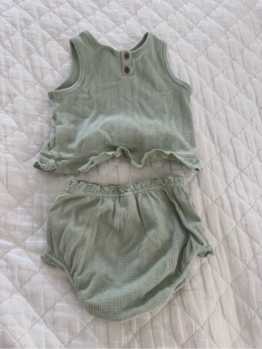 cloud island Sage Ribbed Tank Top & Ruffle Bloomers Set